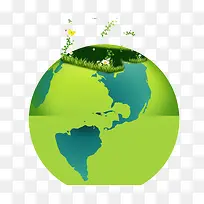 绿色手绘卡通地球-空若网 绿色手绘卡通地球-空若网