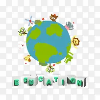 卡通手绘地球动物-空若网 卡通手绘地球动物-空若网