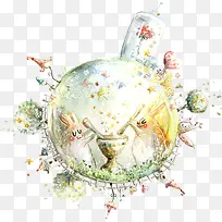 手绘卡通地球-空若网 手绘卡通地球-空若网