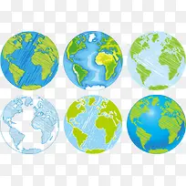 矢量手绘蓝色地球-空若网 矢量手绘蓝色地球-空若网