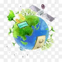 卡通插画地球素材-空若网 卡通插画地球素材-空若网