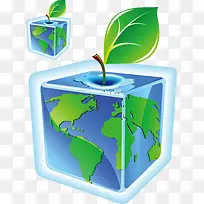 创意设计环保冰块地球卡通素材-空若网 创意设计环保冰块地球卡通素材-空若网