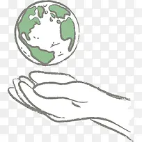 手绘手捧地球-空若网 手绘手捧地球-空若网