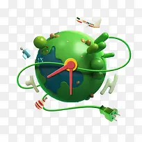 绿色卡通可爱地球-空若网 绿色卡通可爱地球-空若网