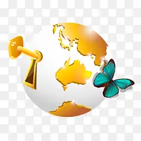 卡通地球蝴蝶-空若网 卡通地球蝴蝶-空若网