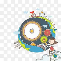 修理地球卡通插画-空若网 修理地球卡通插画-空若网