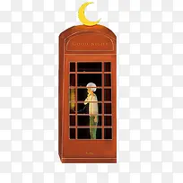 夜空下的电话停卡通-空若网 夜空下的电话停卡通-空若网