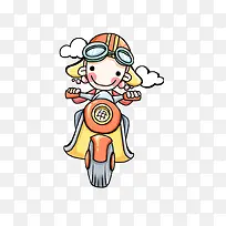 卡通手绘骑摩托车人物素材-空若网 卡通手绘骑摩托车人物素材-空若网