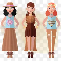 3款扁平化夏季女郎矢量素材-空若网 3款扁平化夏季女郎矢量素材-空若网