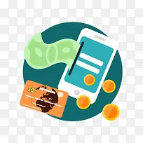 矢量扁平工作插画手机购物-空若网 矢量扁平工作插画手机购物-空若网