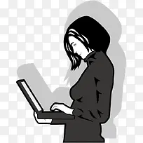 矢量女人和笔记本电脑-空若网 矢量女人和笔记本电脑-空若网