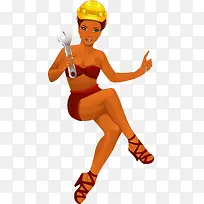 矢量手绘性感女工人-空若网 矢量手绘性感女工人-空若网