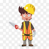 工人扁平化职业卡通矢量图-空若网 工人扁平化职业卡通矢量图-空若网