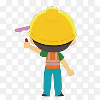 黄色安全帽刷漆工人-空若网 黄色安全帽刷漆工人-空若网