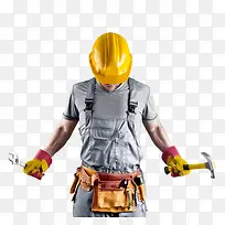 黄色安全帽铁锤扳子工人-空若网 黄色安全帽铁锤扳子工人-空若网