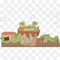 卡通手绘树木地面-空若网 卡通手绘树木地面-空若网