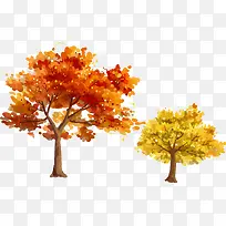 秋季树木红叶矢量手绘素材-空若网 秋季树木红叶矢量手绘素材-空若网