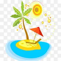 卡通椰子树海滩-空若网 卡通椰子树海滩-空若网