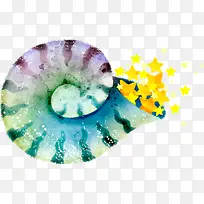 手绘水彩星星蜗牛-空若网 手绘水彩星星蜗牛-空若网