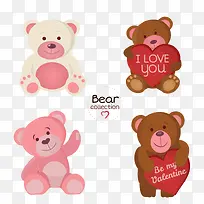 4款可爱卡通泰迪熊矢量-空若网 4款可爱卡通泰迪熊矢量-空若网