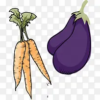 胡萝卜茄子PNG矢量素材-空若网 胡萝卜茄子PNG矢量素材-空若网