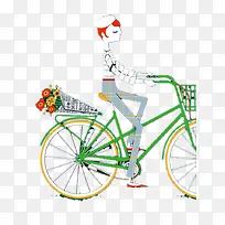 插画-绿车送花-空若网 插画-绿车送花-空若网