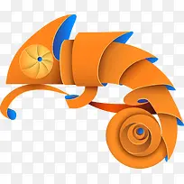 矢量橙色变色龙-空若网 矢量橙色变色龙-空若网