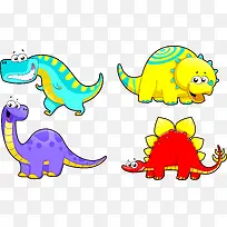4款卡通可爱恐龙矢量图-空若网 4款卡通可爱恐龙矢量图-空若网