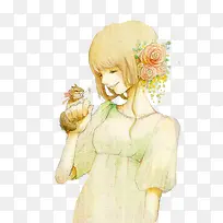 可爱女孩水彩插画-空若网 可爱女孩水彩插画-空若网