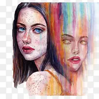 手绘女孩插画-空若网 手绘女孩插画-空若网