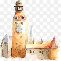 水彩房屋手绘插画-空若网 水彩房屋手绘插画-空若网