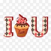 纸杯蛋糕我爱你艺术字矢量素材-空若网 纸杯蛋糕我爱你艺术字矢量素材-空若网