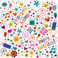 装饰生日快乐彩色元素背景-空若网 装饰生日快乐彩色元素背景-空若网