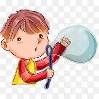 手绘吹气泡可爱男孩-空若网 手绘吹气泡可爱男孩-空若网