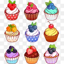 矢量水果纸杯蛋糕-空若网 矢量水果纸杯蛋糕-空若网