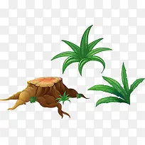 绿草树木木桩卡通-空若网 绿草树木木桩卡通-空若网