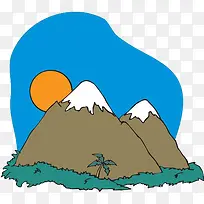 卡通手绘山峰风景-空若网 卡通手绘山峰风景-空若网