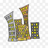 卡通弯曲楼房风景插画矢量-空若网 卡通弯曲楼房风景插画矢量-空若网