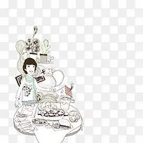 卡通手绘人物风景-空若网 卡通手绘人物风景-空若网