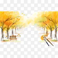 卡通手绘枫树风景-空若网 卡通手绘枫树风景-空若网