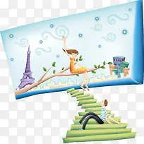 风景人物创意卡通图案-空若网 风景人物创意卡通图案-空若网