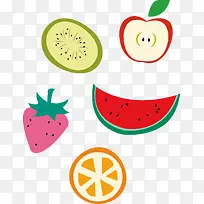 矢量水果西瓜猕猴桃苹果手绘-空若网 矢量水果西瓜猕猴桃苹果手绘-空若网