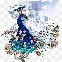 装饰水彩孔雀-空若网 装饰水彩孔雀-空若网