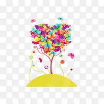 矢量炫彩爱心树-空若网 矢量炫彩爱心树-空若网