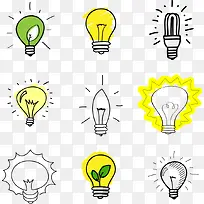 矢量手绘卡通灯泡-空若网 矢量手绘卡通灯泡-空若网