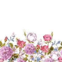 手绘复古彩色花朵-空若网 手绘复古彩色花朵-空若网