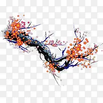 橙色手绘小花毛笔-空若网 橙色手绘小花毛笔-空若网