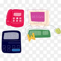 卡通计算机电话电脑-空若网 卡通计算机电话电脑-空若网