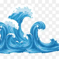 蓝色水彩画浪花背景-空若网 蓝色水彩画浪花背景-空若网