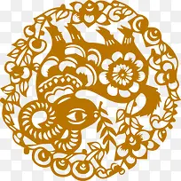 橙色的创意复古花纹图案羚羊-空若网 橙色的创意复古花纹图案羚羊-空若网